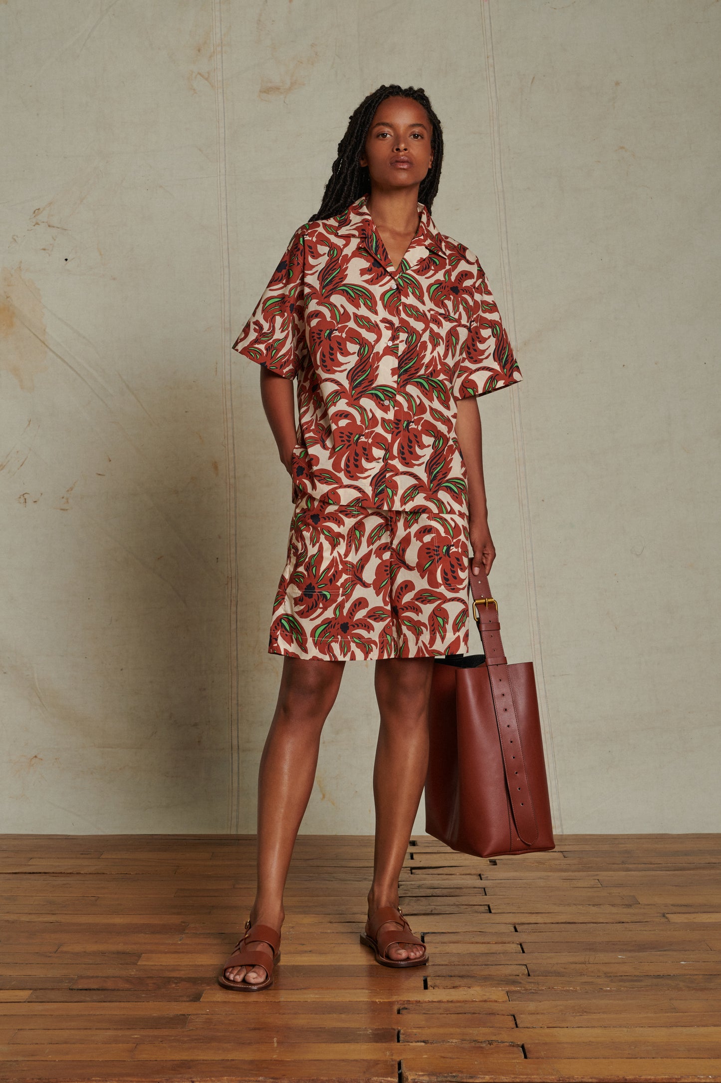 Chemise Alexandre - Terre Battue/Vert - Coton - Femme