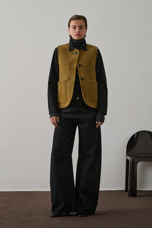 Blouson Duomo - Kaki Doré/Marron - Cuir - Femme